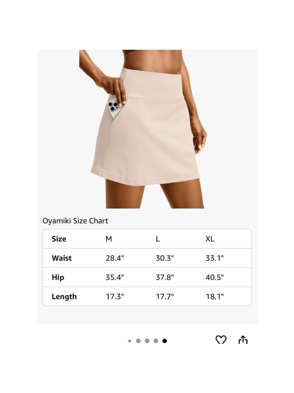 Oyamiki Golf Skirts High Waisted Skorts for Summer with 4 Pockets, Khaki, XL - Picture 6 of 10